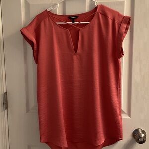 Express Women's V-Neck Coral Blouse